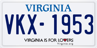 VA license plate VKX1953