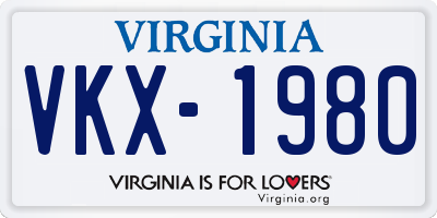 VA license plate VKX1980