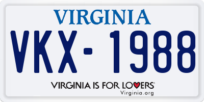 VA license plate VKX1988
