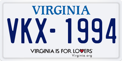 VA license plate VKX1994