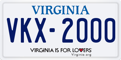 VA license plate VKX2000