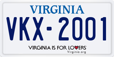 VA license plate VKX2001