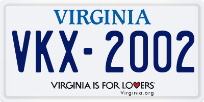 VA license plate VKX2002