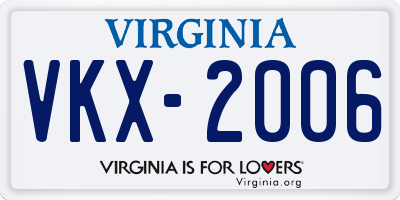 VA license plate VKX2006