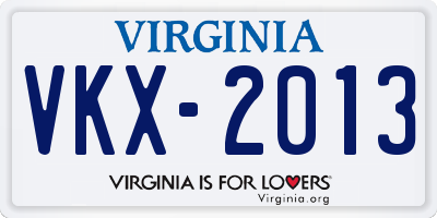 VA license plate VKX2013