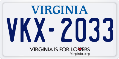 VA license plate VKX2033