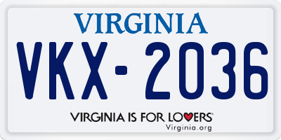 VA license plate VKX2036
