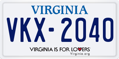 VA license plate VKX2040