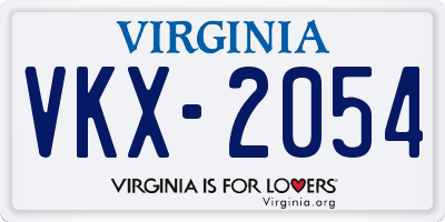 VA license plate VKX2054