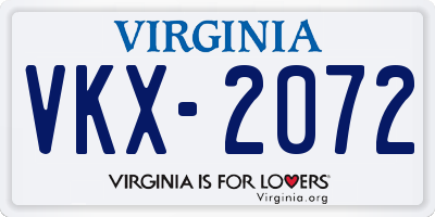VA license plate VKX2072