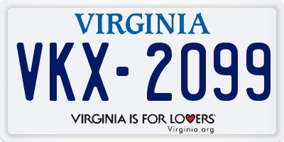 VA license plate VKX2099