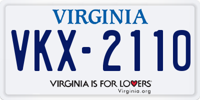 VA license plate VKX2110