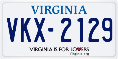 VA license plate VKX2129