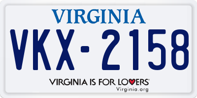 VA license plate VKX2158
