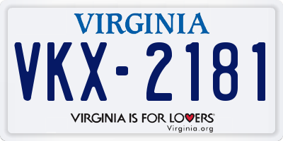 VA license plate VKX2181