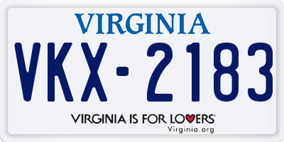 VA license plate VKX2183