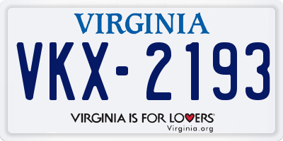 VA license plate VKX2193