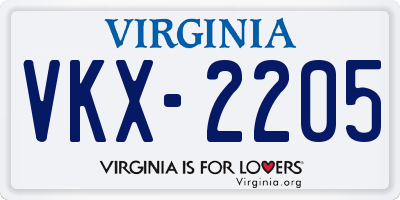 VA license plate VKX2205