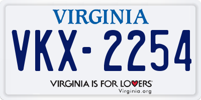 VA license plate VKX2254