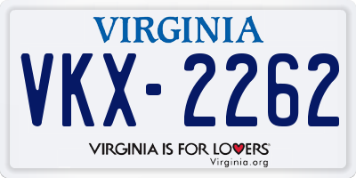 VA license plate VKX2262