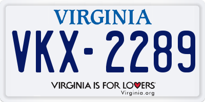 VA license plate VKX2289