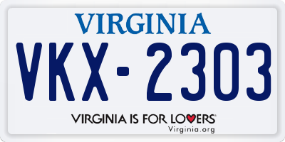 VA license plate VKX2303