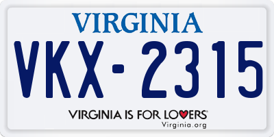 VA license plate VKX2315