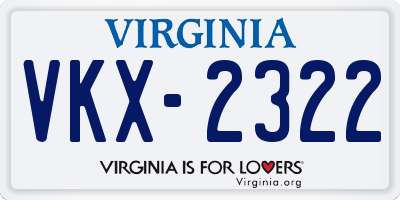 VA license plate VKX2322