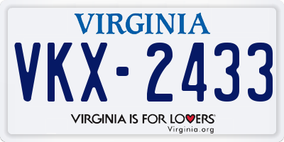VA license plate VKX2433