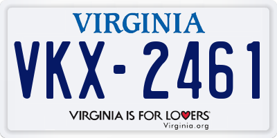 VA license plate VKX2461
