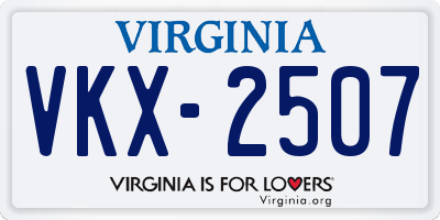 VA license plate VKX2507