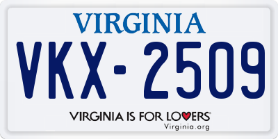 VA license plate VKX2509