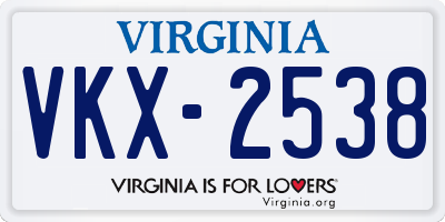 VA license plate VKX2538