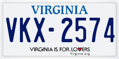 VA license plate VKX2574