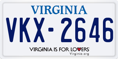 VA license plate VKX2646