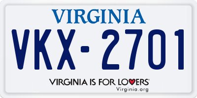 VA license plate VKX2701