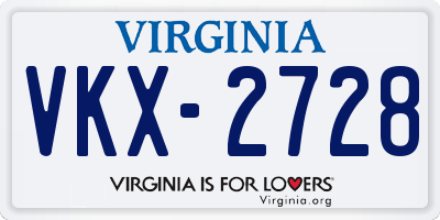 VA license plate VKX2728