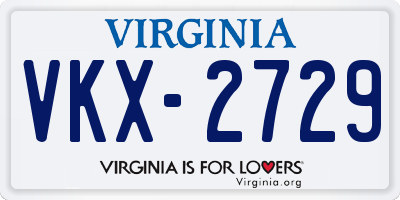 VA license plate VKX2729