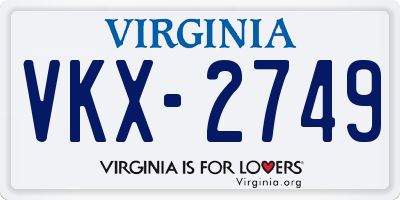 VA license plate VKX2749
