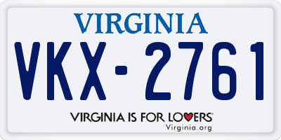 VA license plate VKX2761