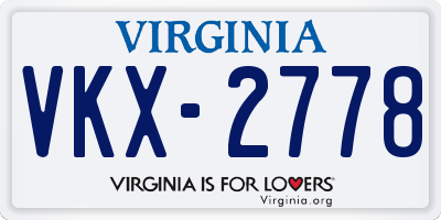 VA license plate VKX2778