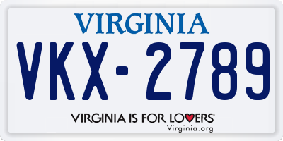 VA license plate VKX2789