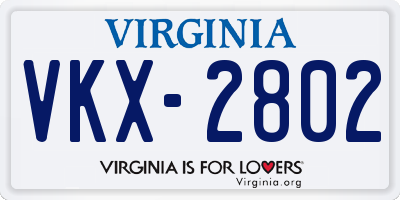 VA license plate VKX2802