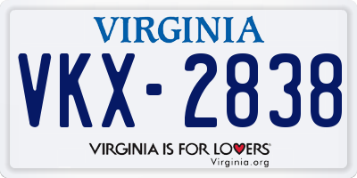 VA license plate VKX2838