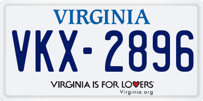 VA license plate VKX2896