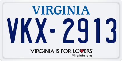 VA license plate VKX2913