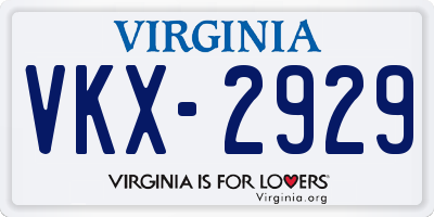 VA license plate VKX2929