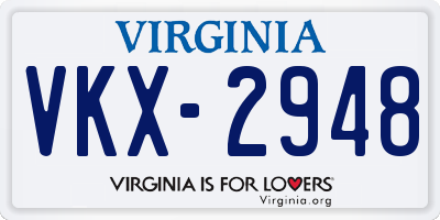 VA license plate VKX2948