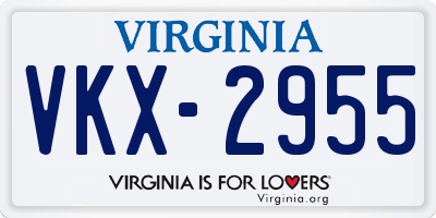 VA license plate VKX2955