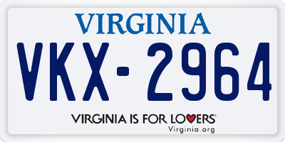 VA license plate VKX2964